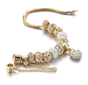 Woman's Luxury Crystal Heart Charm Bracelets & Bangle