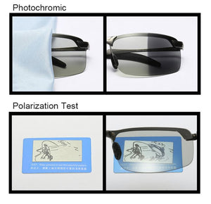 Polarised and Photochromic Men's Sunglasses Driving Rectangle Chameleon Change Colour Sun Glasses Day Night Vision Anti Glare Goggles