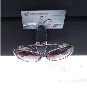 Car Sun Visor Clip Sunglasses & Credit Card Holder  Eyeglasses  Clamp ABS Car Glasses Cases Black
