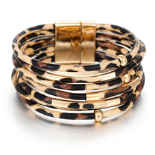 Load image into Gallery viewer, Woman&#39;s Multi-layer Wide Wrap Leopard Leather Bracelet
