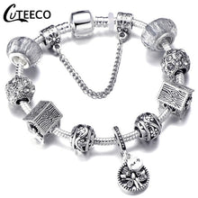Load image into Gallery viewer, Silver Charms Bracelet Bangle For Women with Crystal Flower Fairy Beads