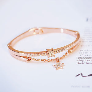 Luxury Rose Gold Stainless Steel Bracelets with Heart Charm