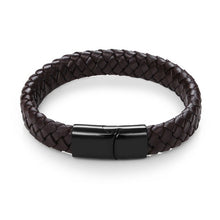 Load image into Gallery viewer, Punk Men&#39;s style Black/Brown Braided Leather Bracelet Wrist Band