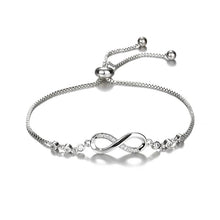 Load image into Gallery viewer, Luxurious Crystal Bracelet Silver Colour Adjustable Infinity Charm Bracelets for Women Fashion Jewellery