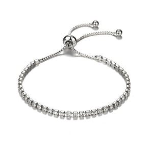Luxurious Crystal Bracelet Silver Colour Adjustable Infinity Charm Bracelets for Women Fashion Jewellery