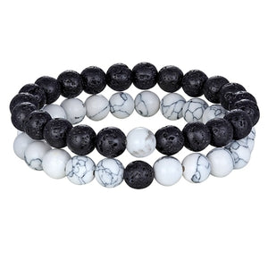 Trendy Natural Stone Yoga Beaded 2 piece set Bracelet